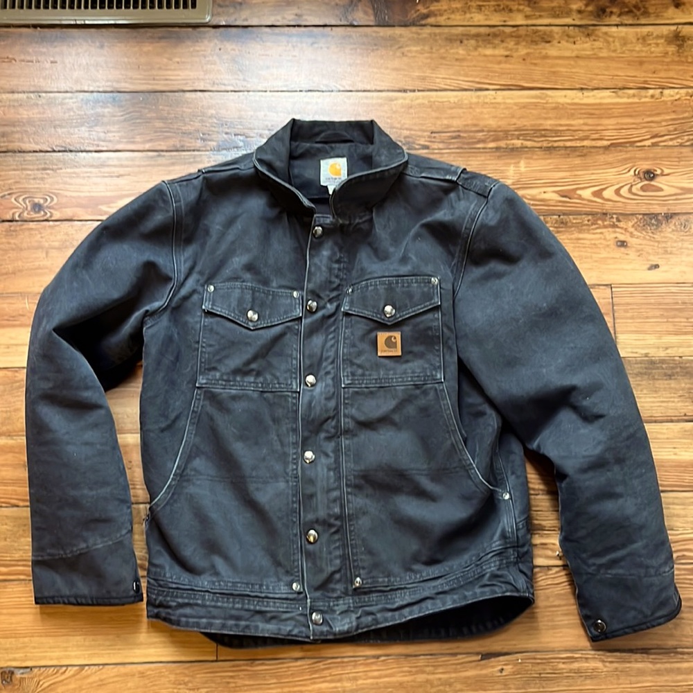 Carhartt Black Flannel Lined Duck Jacket Medium
